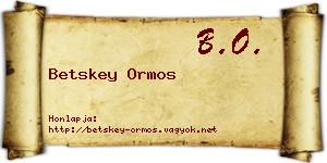 Betskey Ormos névjegykártya